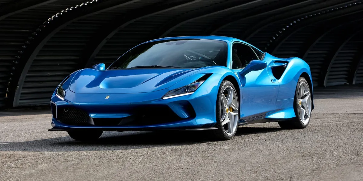 Ferrari F8 successor infographic showing performance specs, hybrid technology, design upgrades, and buyer guide for Ferrari’s next mid-engine supercar