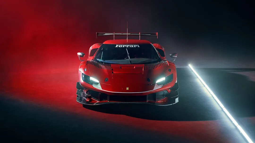 "Infographic of Ferrari 296 GT3 showcasing specs, performance stats, design highlights, track comparisons, and ownership tips."