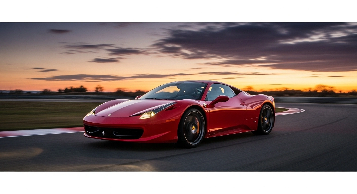 2015 Ferrari 458 Italia infographic showing specs, horsepower, 0-60 mph, top speed, and performance details in a 2026 buyer’s guide