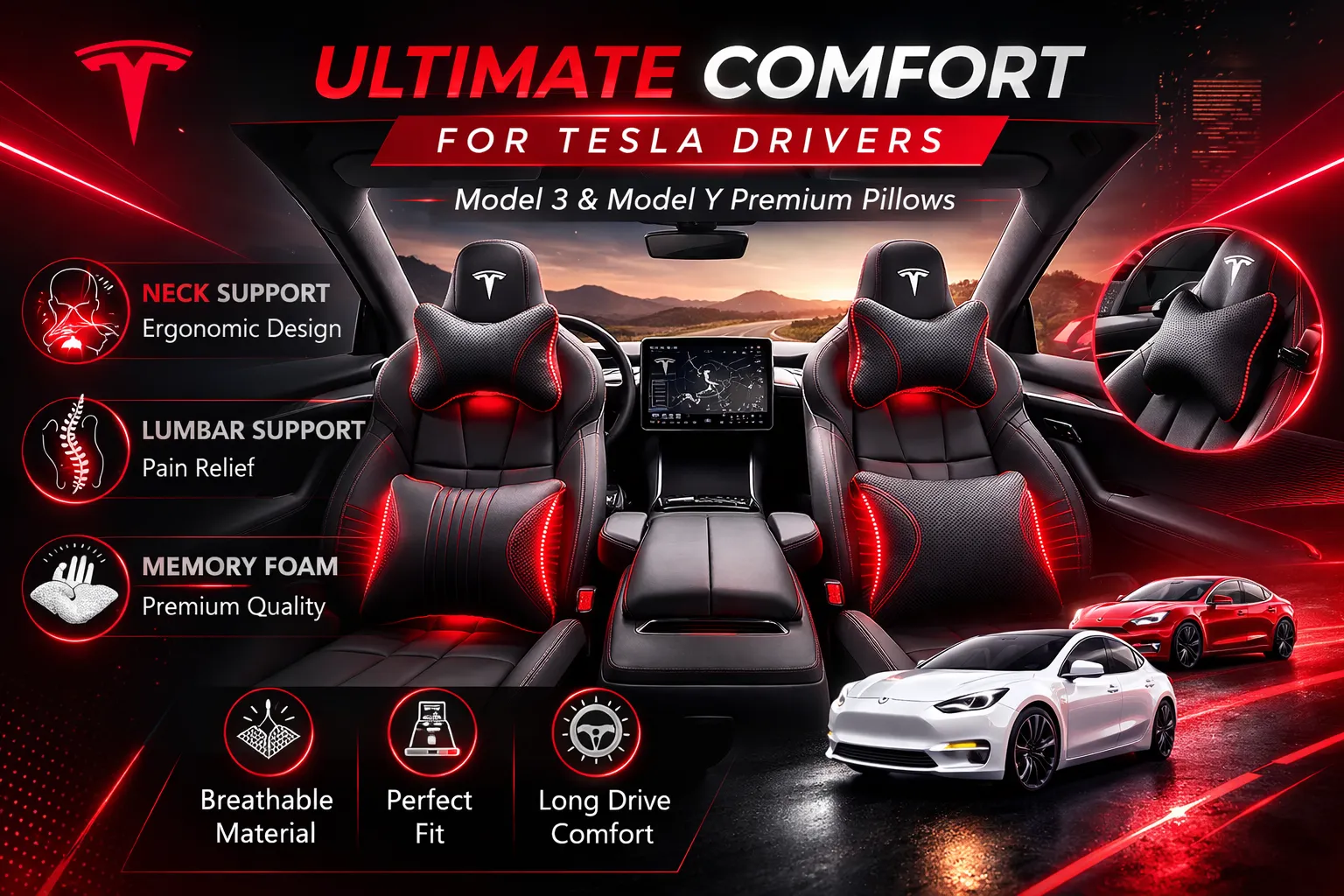 tesla model 3 model y pillows