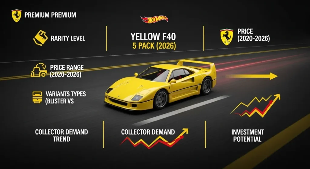 Hot Wheels Yellow Ferrari F40 5 pack