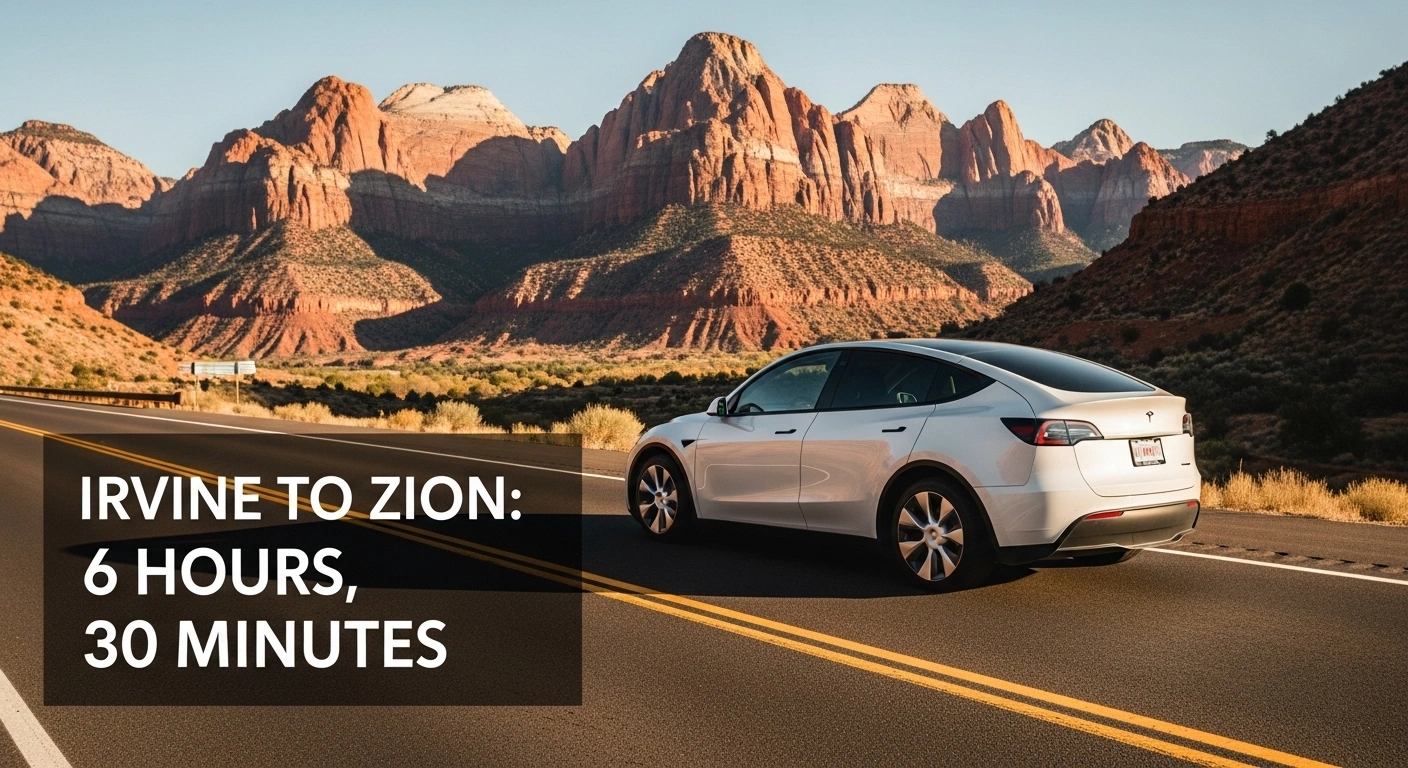 Irvine to Zion in Tesla model Y how long