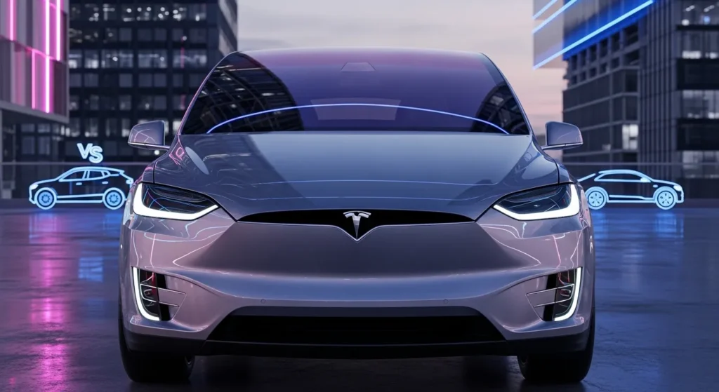 tesla model x front on